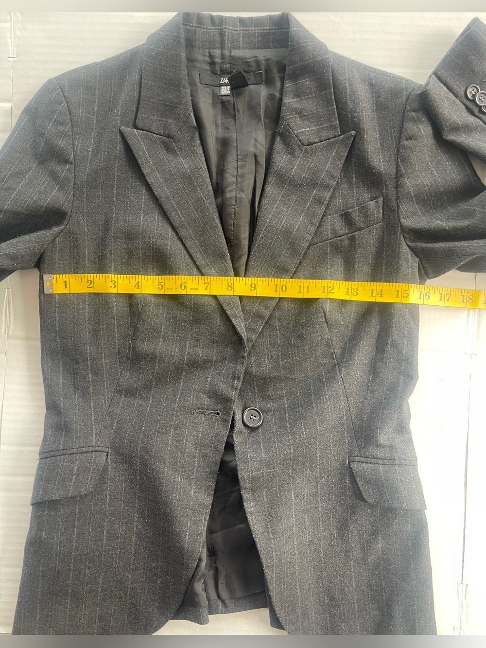 Zara Dark Charcoal Pinstripe Women's Blazer - Single Button - Picture 5 of 6